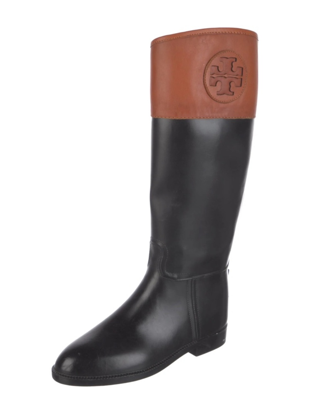 Tory Burch Black and Brown Leather/rubber Riding Boots